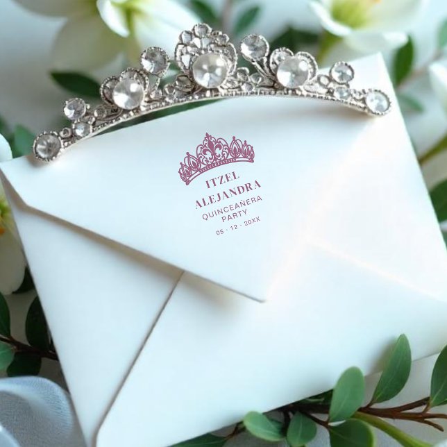 Exquisite Lys Flower Tiara Quinceañera Party  Rubber Stamp (Exquisite Lys Flower Quinceañera Tiara Party Rubber Stamp Design.)