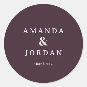 Exquisite Maroon Calligraphy Thank You Classic Round Sticker