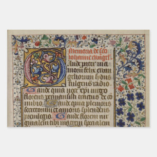 exquisite medieval illuminated manuscripts wrapping paper sheet