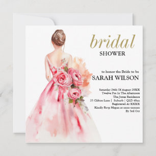 Exquisite Minimal Watercolor Wedding Bridal Shower Invitation