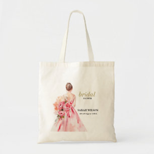 Exquisite Minimal Watercolor Wedding Bridal Shower Tote Bag