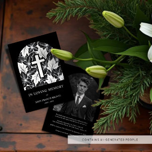 Exquisite Minimalist Black White Botanical Funeral