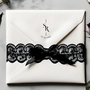 Exquisite Minimalist Stylish Wedding Initials Rubber Stamp