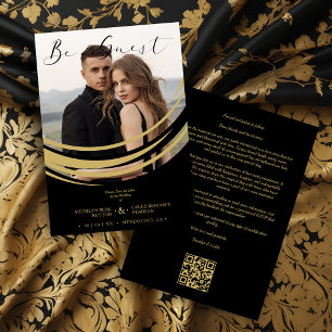 Exquisite Modern Faux Golden Abstract Photo Save The Date