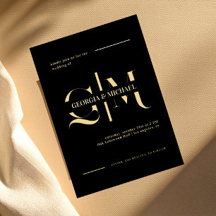 Exquisite Monogram Minimalist Gold Foil Wedding