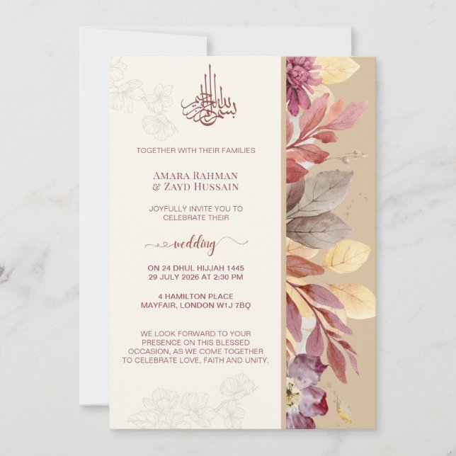 Exquisite Muslim Marriage Invitation (Front)