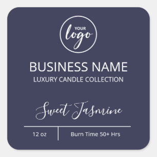 Exquisite Navy Blue Candle Logo Labels