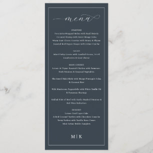 Exquisite Navy Calligraphy Menu