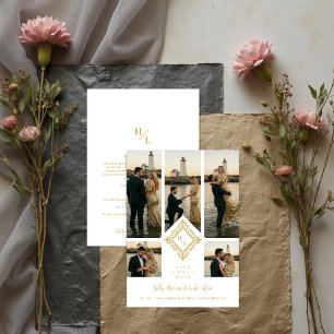 Exquisite Original 5-Photo Collage Wedding Save The Date