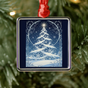 Exquisite Ornate Christmas Yule Tree Metal Ornament