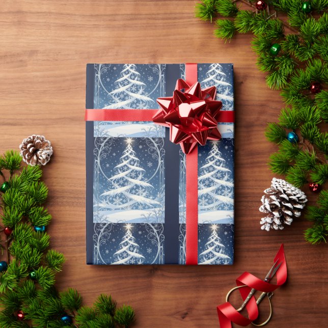 Exquisite Ornate Christmas Yule Tree Wrapping Paper (Holiday Gift)