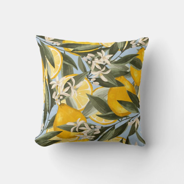 Exquisite pattern with yellow bergamot fruits, cit cushion (Front)
