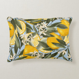 Exquisite pattern with yellow bergamot fruits, cit decorative cushion