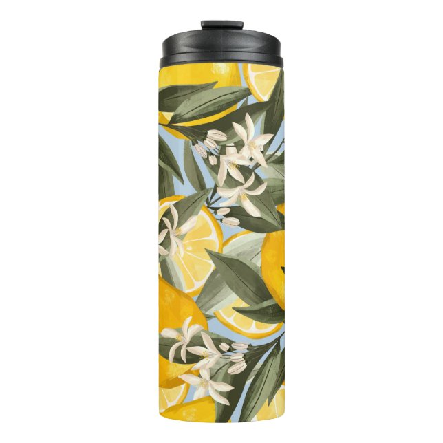 Exquisite pattern with yellow bergamot fruits, cit thermal tumbler (Front)