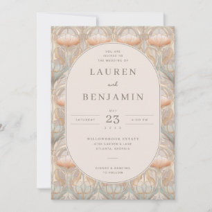 Exquisite Peach Floral Pattern Invitation