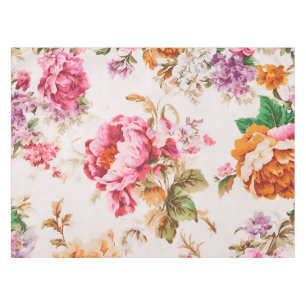 Exquisite Pink and Orange Flowers. Shabby Chic Tablecloth