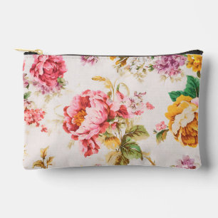 Exquisite Pink and Yellow Flowers. Shabby Chic Accessory Pouch