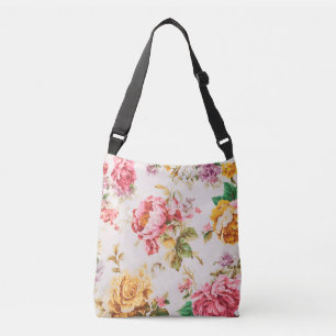 Exquisite Pink and Yellow Flowers. Shabby Chic Crossbody Bag