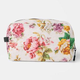 Exquisite Pink and Yellow Flowers. Shabby Chic Dopp Kit
