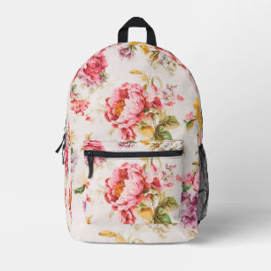 Exquisite Pink and Yellow Flowers. Shabby Chic Printed Backpack