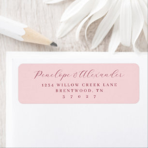 Exquisite Pink Calligraphy Address Return Address Label