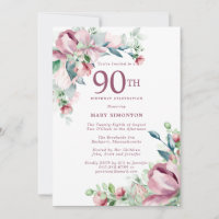 Exquisite Pink Rose Floral 90th Birthday