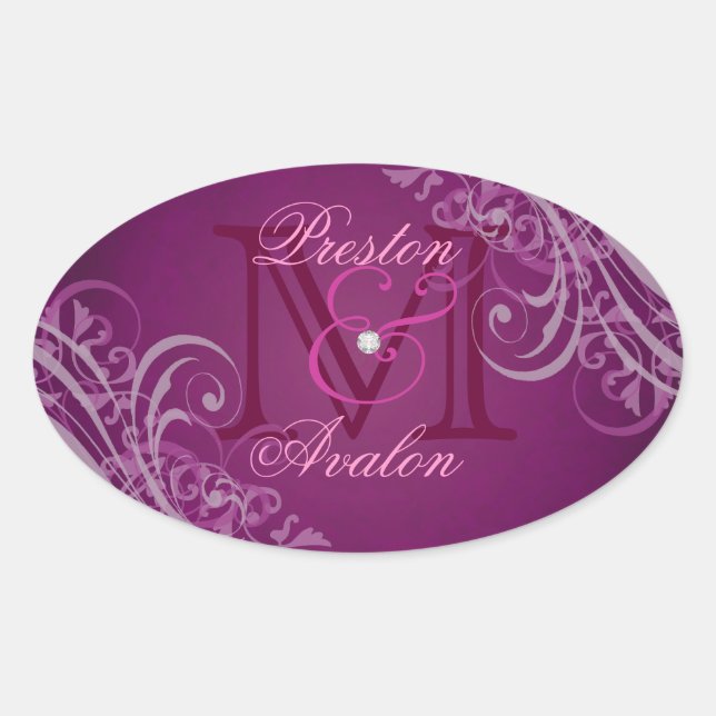 Exquisite Pink Scroll Monogram Pink Sticker (Front)