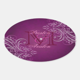 Exquisite Pink Scroll Monogram Pink Sticker