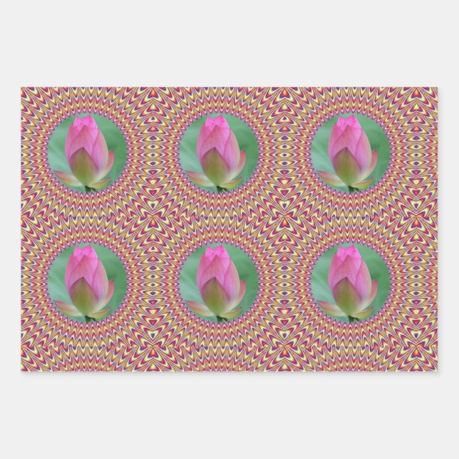Exquisite Pink Wrapping Paper Sheet (Front 3)