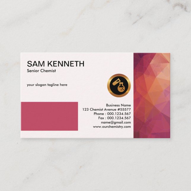 Exquisite Polygon Crystal Shapes Chemical Engineer Business Card (Front)