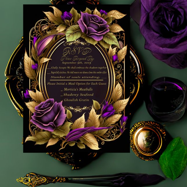 Exquisite Purple and Black Gothic Wedding RSVP (Creator Uploaded)