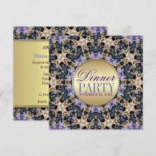 Exquisite Purple Gold Dinner Party Invitations