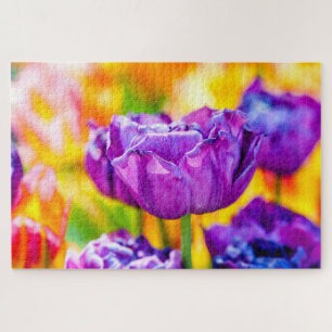 Exquisite Purple Tulip Flowers Jigsaw Puzzle