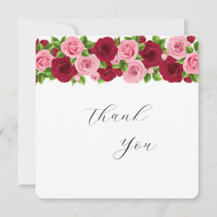 exquisite red and pink floral thank you card