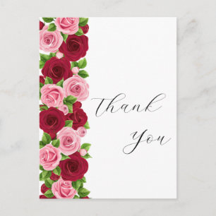exquisite red and pink floral thank you card