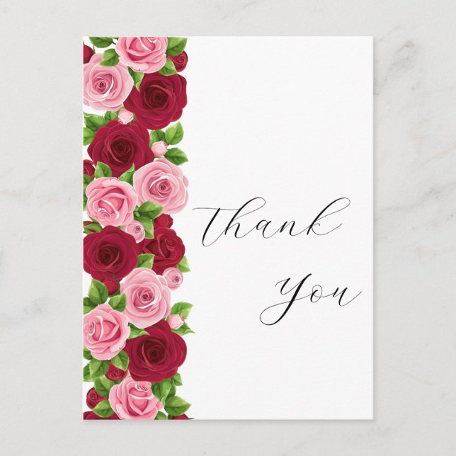  exquisite red and pink floral thank you card (Front)