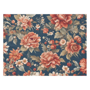 Exquisite Retro Orange Roses, Leaves and Flowers Tablecloth
