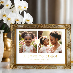 Exquisite Romantic Golden Heart 2 Photos Family Foil Prints