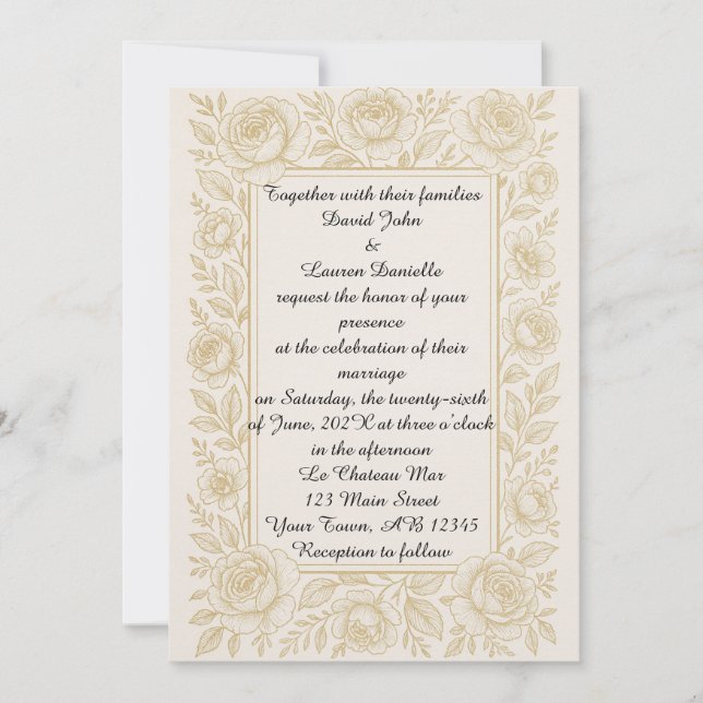 Exquisite Rose Photo Wedding Invitation (Front)