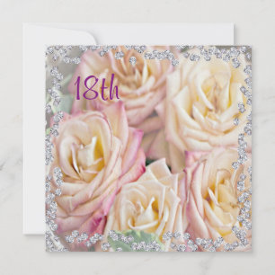 Exquisite Roses & Diamonds 18th Birthday Invitation