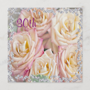Exquisite Roses & Diamonds 30th Birthday Invitation