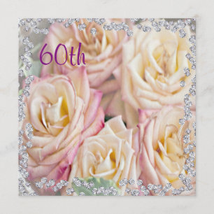 Exquisite Roses & Diamonds 60th Birthday Invitation