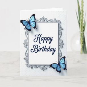 Exquisite Silver Birthday Card