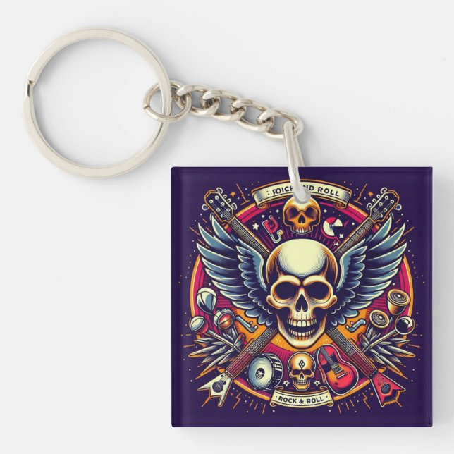  Exquisite Skull and Bones Traditional Artistry 🎨 Key Ring (Front)