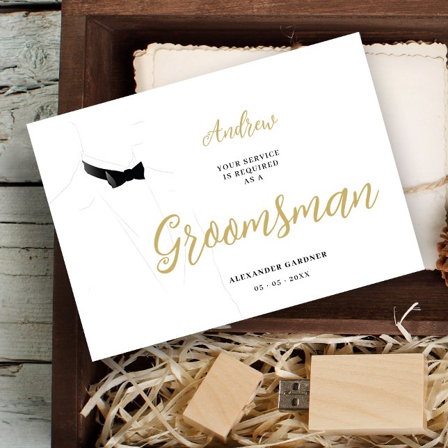 Exquisite Sophisticated Gentleman Groosman Wedding Invitation (Exquisite Sophisticated Gentleman Groosman Wedding Proposal Card in Black and Faux Gold. )