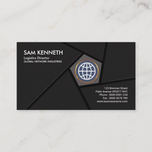 Exquisite Stylish Black Pentagon Distribution Line Business Card (Front)
