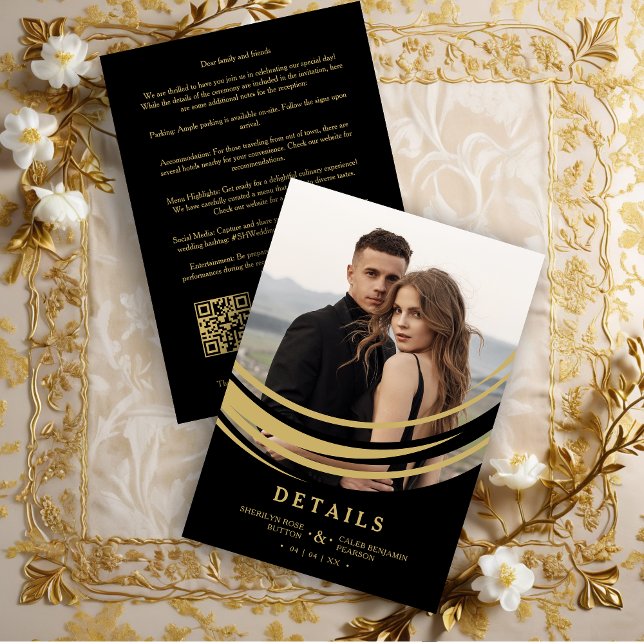 Exquisite Stylish Golden Abstract Geometric Shape Enclosure Card (Exquisite Stylish Faux Golden Abstract Geometric Shape Photo Wedding Enclosure Card. )