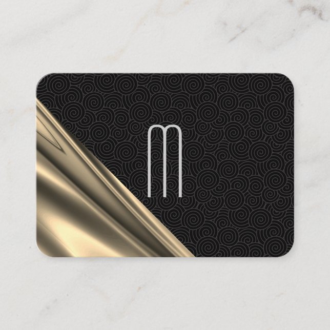 Exquisite Swirl Pattern Gold Drapery Business Card (Front)