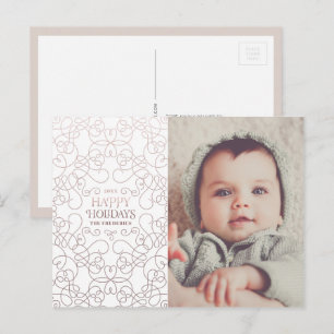 Exquisite Swirls in Bronze Christmas Holiday Postcard