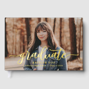 Exquisite Taste Foil Photo Graduation Guest Book